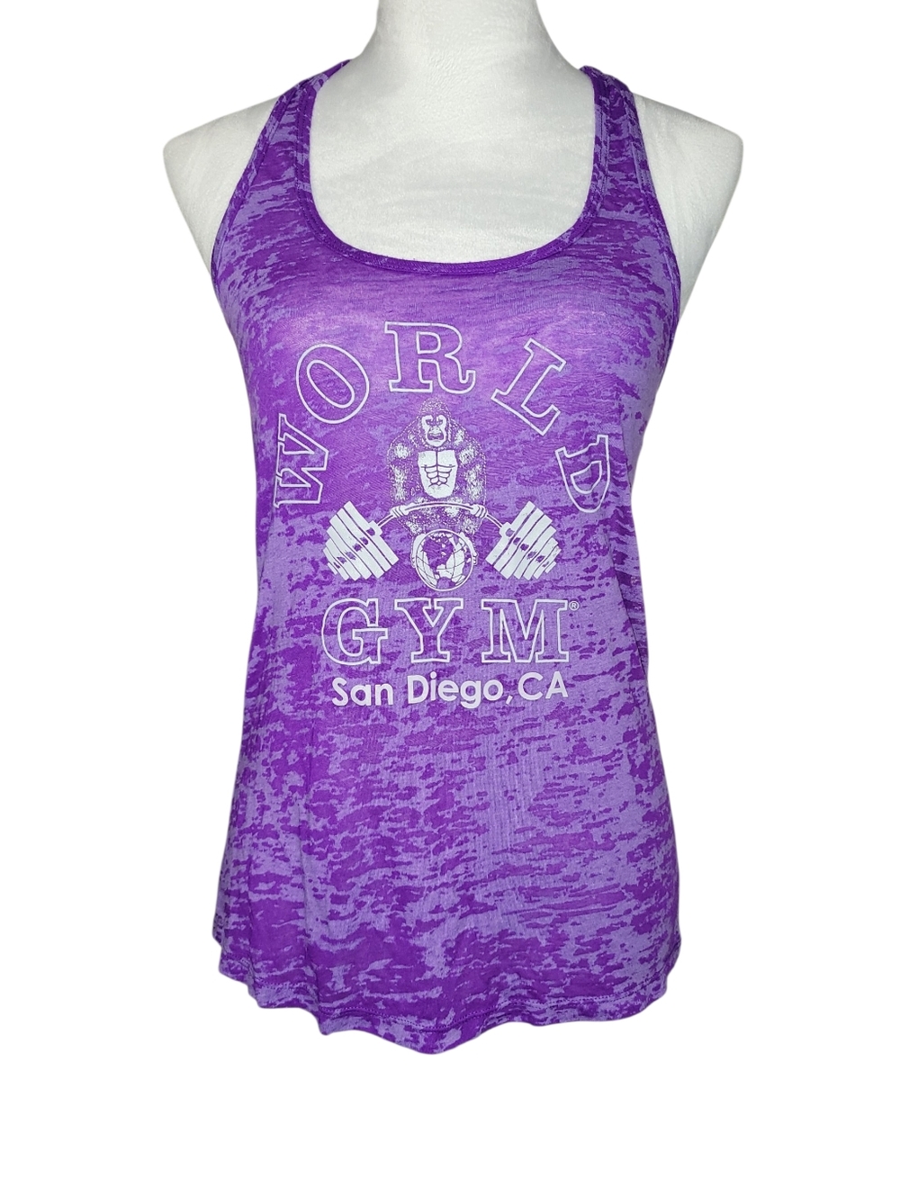World Gym San Diego Purple Burnout Racerback Workout Tank Size M